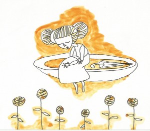 sad girl with the flowers by charles djalu